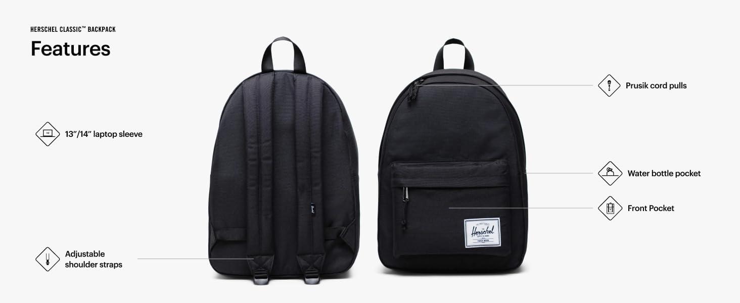 imageHerschel Supply Co Classic XL Backpack Black Tonal 30LBlack Tonal New