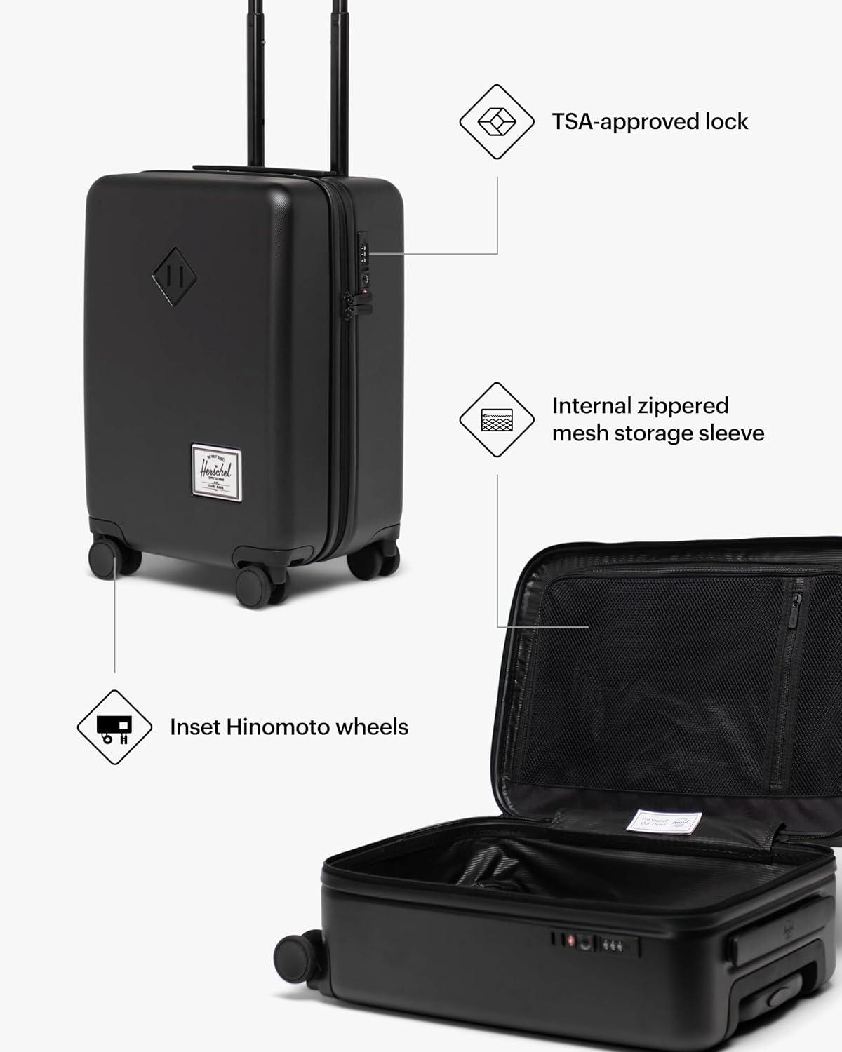 imageHerschel Supply Co Heritage Hardshell Luggage Ash Rose CarryOn 21InchBlack