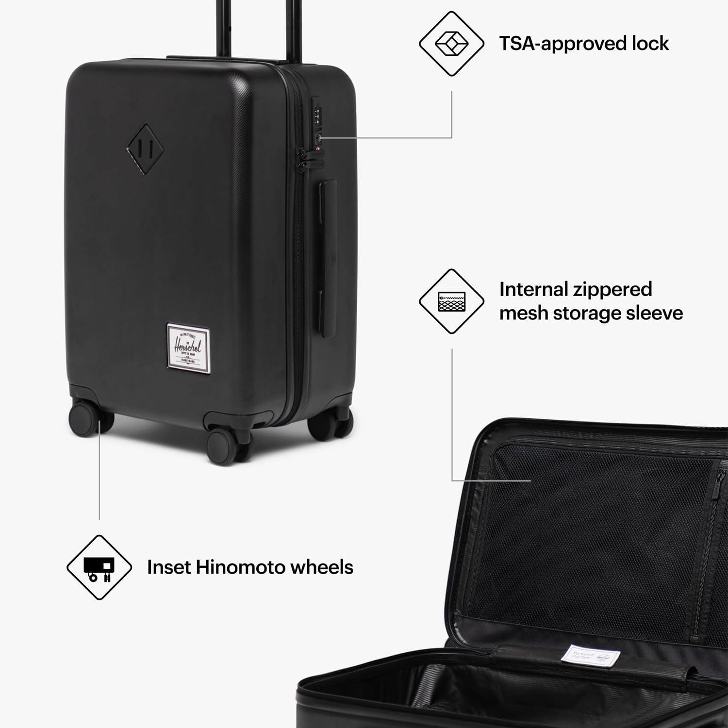 imageHerschel Supply Co Heritage Hardshell Luggage Ash Rose CarryOn 21InchBlack Gradient