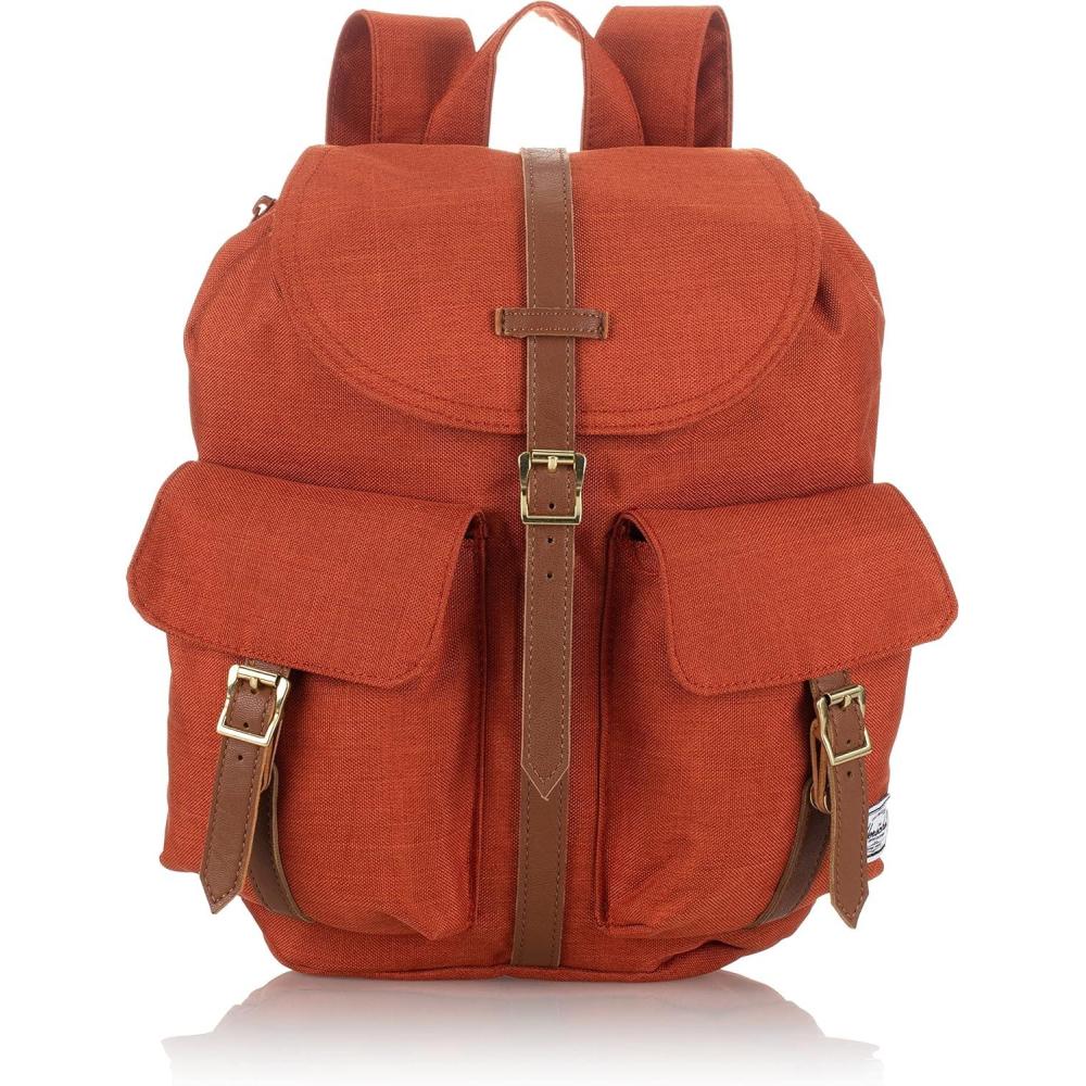 imageHerschel Dawson Backpack BlackTan Synthetic Leather Classic 205LRed Picante Crosshatch