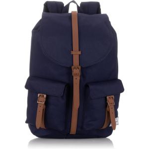Herschel Dawson Backpack, Black/Tan Synthetic Leather, Classic 20.5L(Peacoat/Saddle Brown)